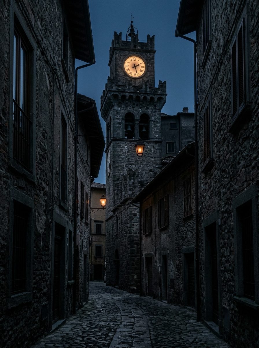 Torre del reloj de noche