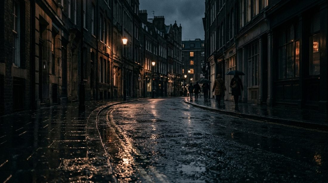 Calle mojada de noche